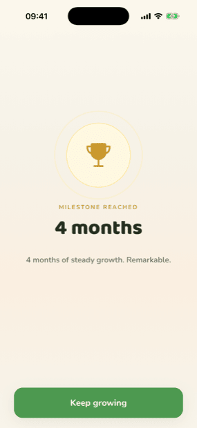 The four-month milestone medal, just reached